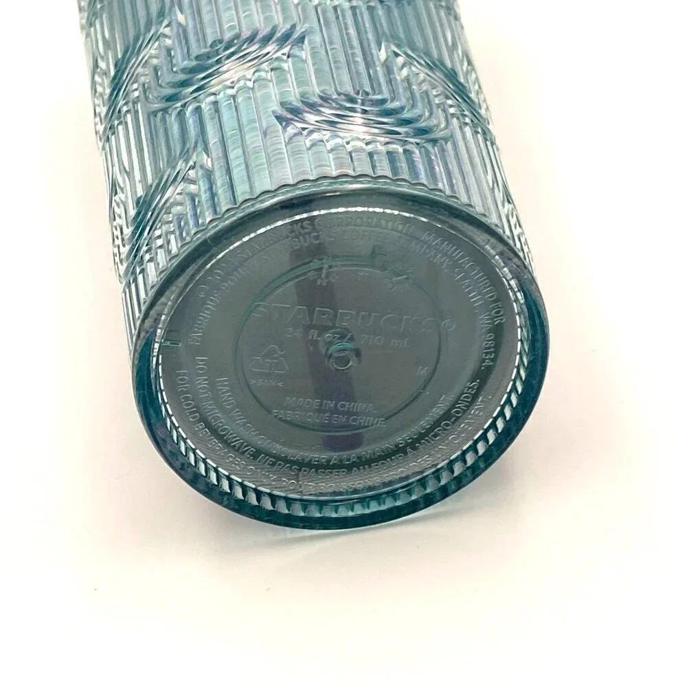 Starbucks Teal‎ Iridescent Mermaid Scale Cold Cup Tumbler 24 oz
